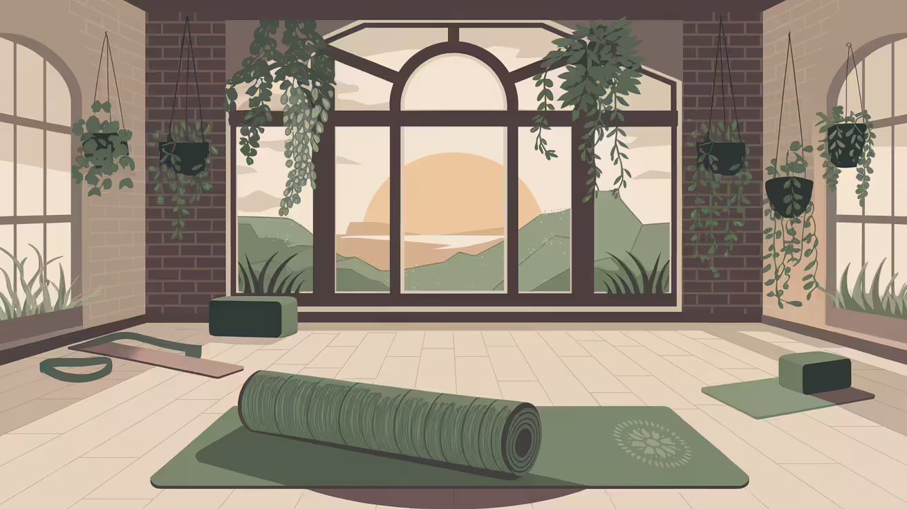 Eco-friendly yoga mat made from recycled materials in a serene studio setting